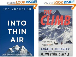 The books which triggered the avalanche. They're not bad, but really, haven't we heard enough about the sodding 1996 Everest disaster?