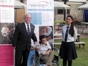 The writer Jhamak Ghimire at the launch event of the DofE Award in Nepal, with the British Ambassador and an award participant (Photo: CHANCE)