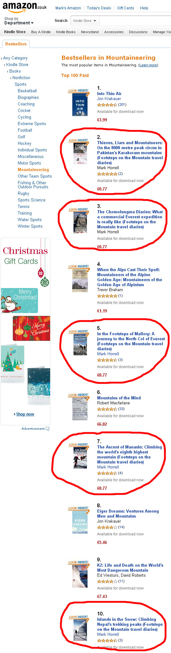 Evidence that Amazon UK readers quite like light-hearted travel books