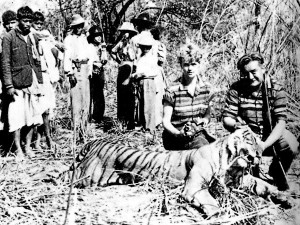 Disturbing picture of Boris and his wife Inger after shooting one of Nepal's critically endangered tigers