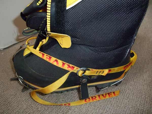 Grivel G14 crampon fitted to La Sportiva Olympus Mons boot