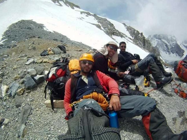 Pouya Keivan, Aidin Bozorgi and Mojtaba Jarahi at lower Camp 1 on Broad Peak (Photo: Iranian Team Archives)