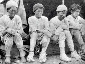 No photographs of Gaylay are known to exist, but this haunting picture of four of the Sherpa survivors of the nightmare on Nanga Parbat - Da Thundup, Pasang Kikuli, Kitar and Pasang - was taken by a member of the 1934 German expedition after they descended