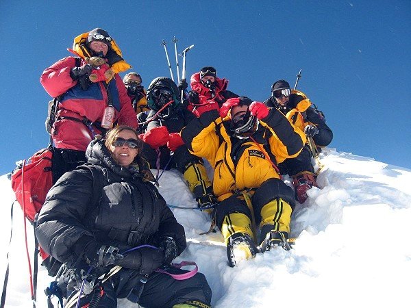 Commercial climbers on Manaslu's fore-summit (Photo: Mingma Sherpa / Jagged Globe)