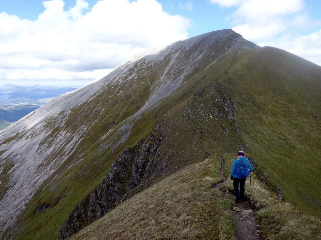 On the Devil's Ridge with Sgurr a Mhaim up ahead
