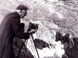 Father Alberto Maria de Agostini filming Patagonian glaciers