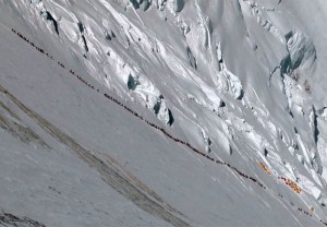 The photo of climbers queueing on the Lhotse Face by German climber Ralf Dujmovits that's getting everybody hot under the collar