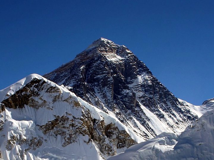 The Southeast Ridge and South Col of Everest (right hand skyline). Can you imagine what it's like up there in a storm? (Photo: Pavel Novak)