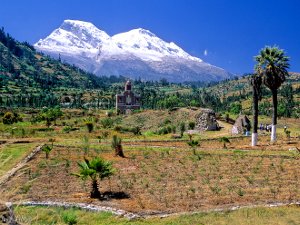 Huascaran from what remains of the original town of Yungay buried in the 1970 landslide (Photo: Jay A. Frogel)