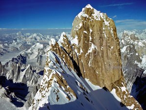 The Ogre's summit pillar, where Doug Scott had his accident (Photo: Doug Scott)