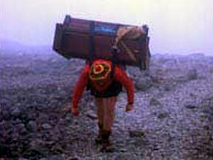 Highland Games athlete Kenny Campbell carries a church organ up Ben Nevis in 1971 (Photo: Paul Newman)