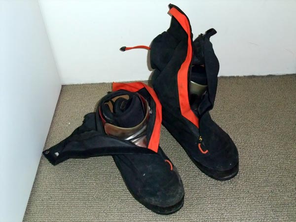 Scarpa Omega boots with overboots
