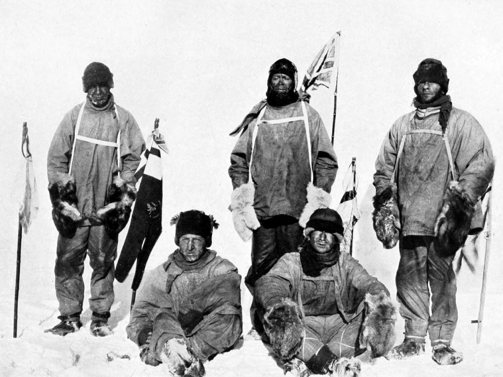 When Robert Falcon Scott and his party reached the South Pole a month after Amundsen, they had man-hauled the entire way without an internet connection. Perhaps that's why they all looked so cheerful when they got there. (Photo: Henry Bowers)